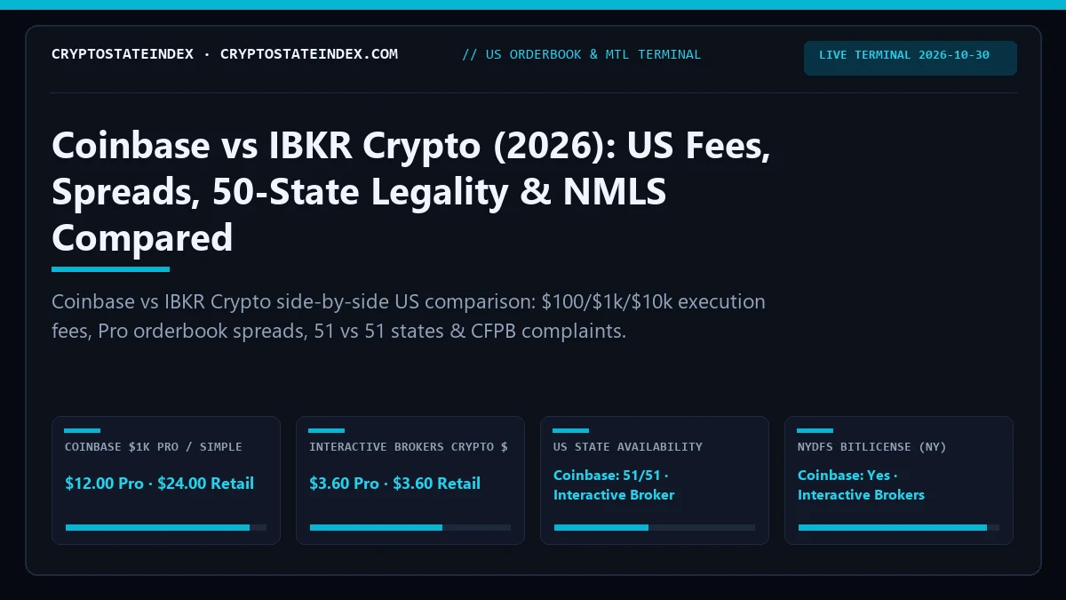 Coinbase vs IBKR Crypto: US Fees, Spreads, State Legality