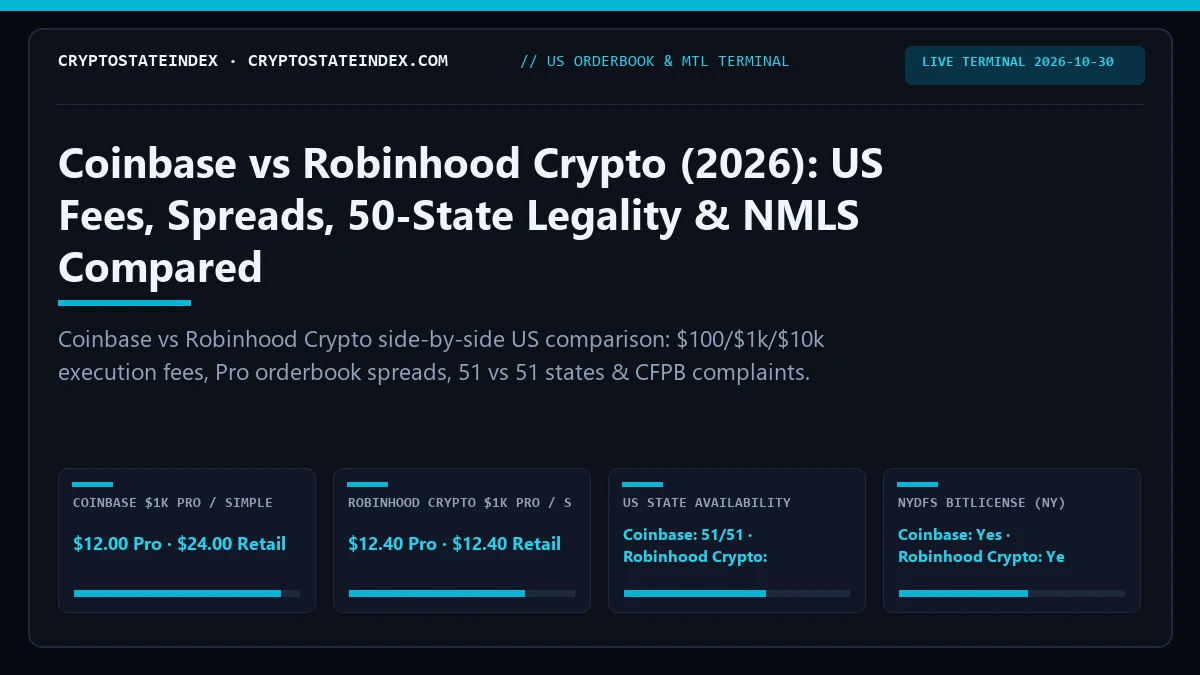 Coinbase vs Robinhood Crypto: US Fees, Spreads, State