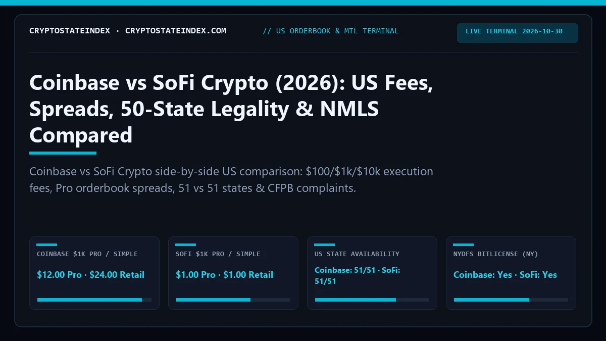 Coinbase vs SoFi Crypto: US Fees, Spreads, State Legality