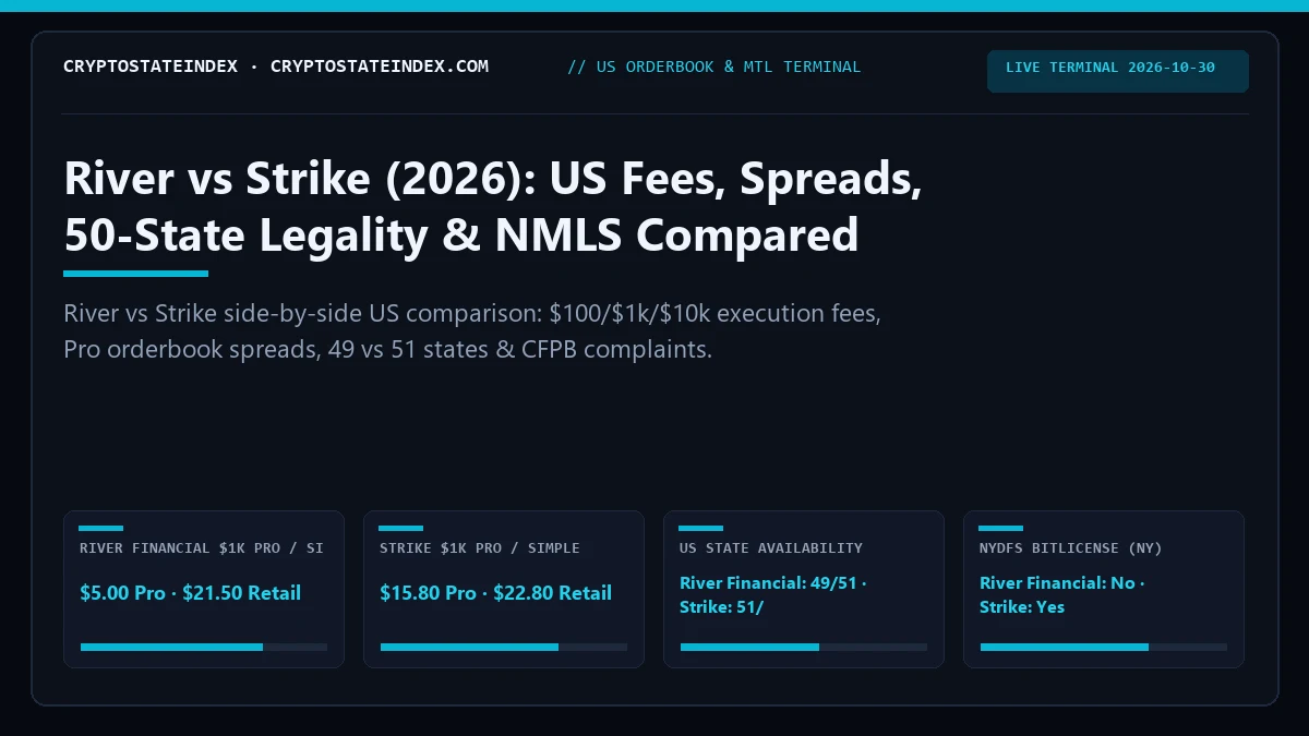 River vs Strike: US Fees, Spreads, State Legality (2026)