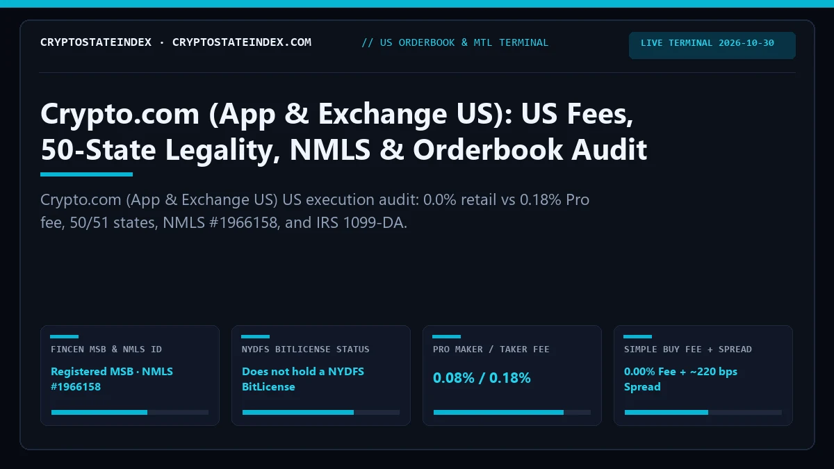 Crypto.com US US Review: Fees, 50-State Legality, NMLS