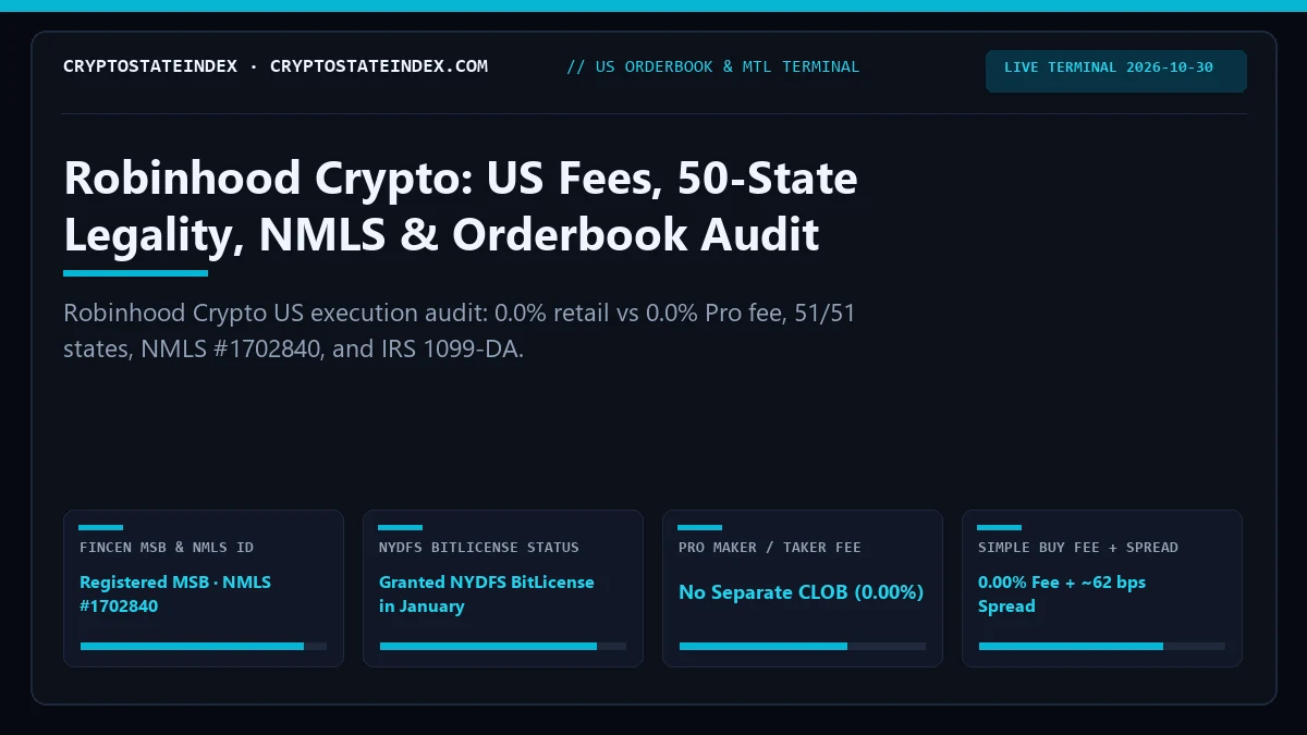 Robinhood Crypto US Review: Fees, 50-State Legality, NMLS