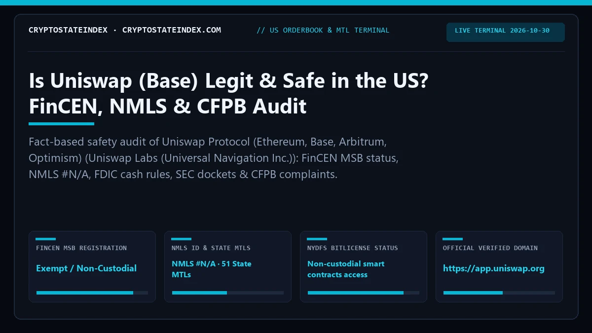 Is Uniswap (Base) Legit, Safe in the US? NMLS, FinCEN