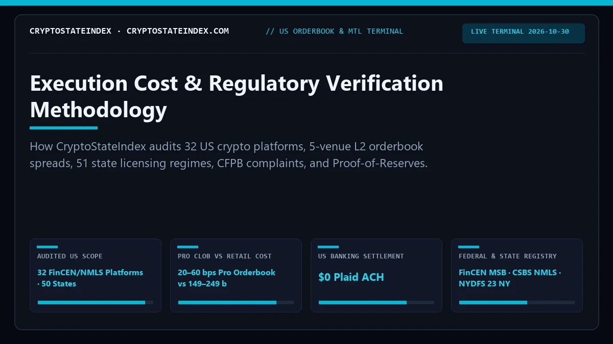 Methodology: US Orderbook Slippage, Fee & NMLS Audits