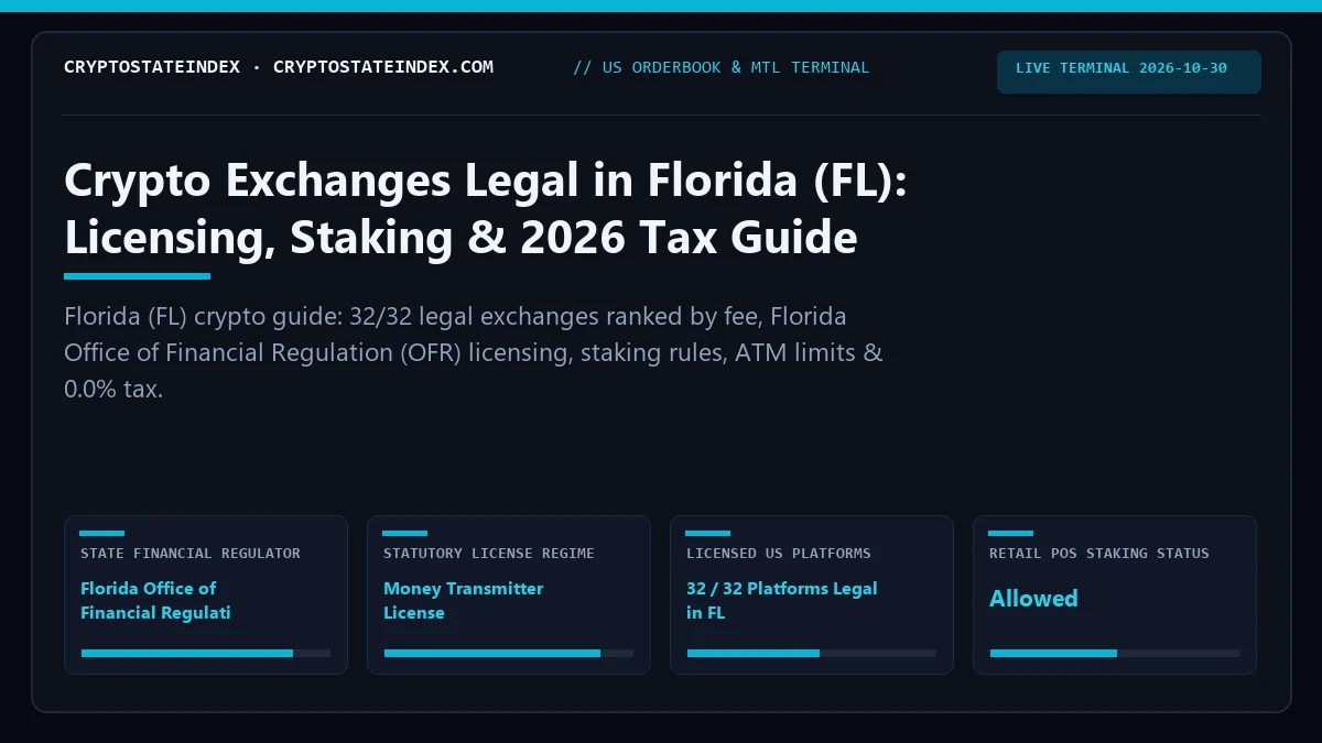Crypto Exchanges in Florida (FL): 2026 Tax & Legality