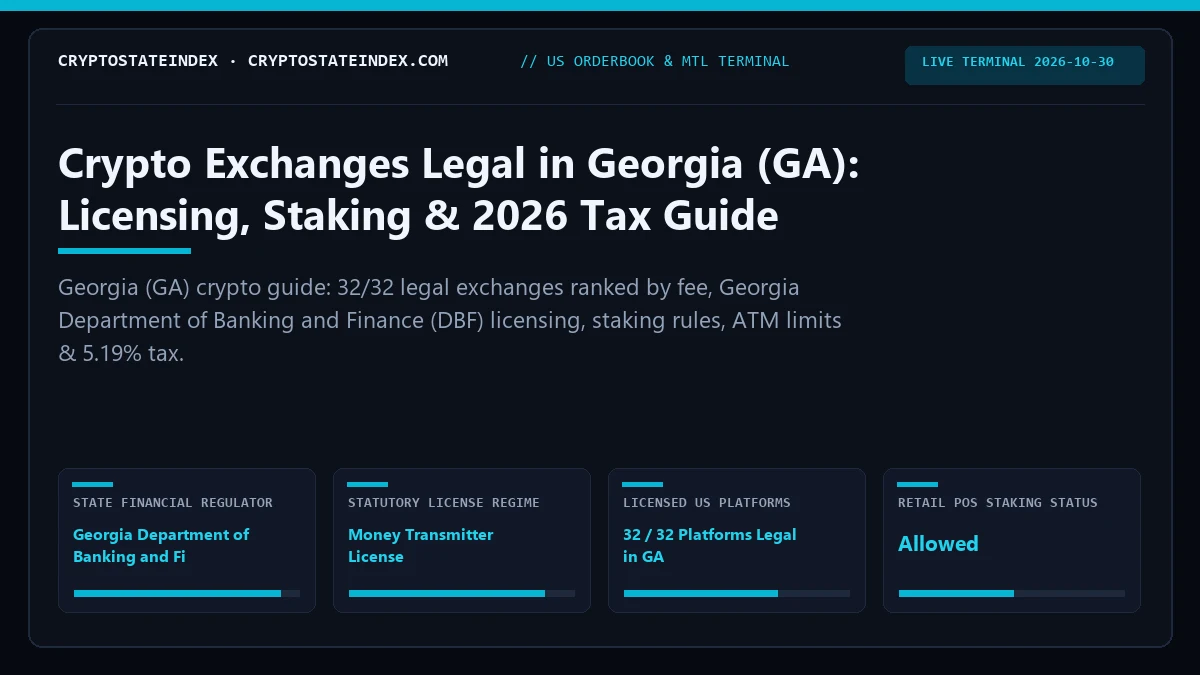 Crypto Exchanges in Georgia (GA): 2026 Tax & Legality