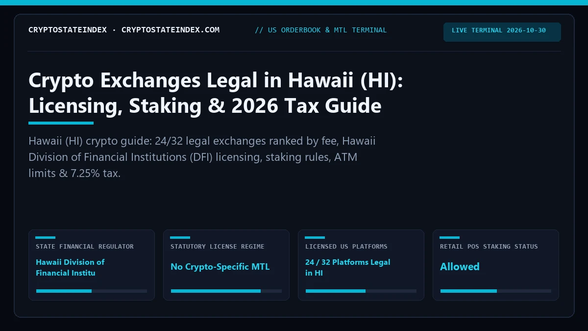 Crypto Exchanges in Hawaii (HI): 2026 Tax & Legality