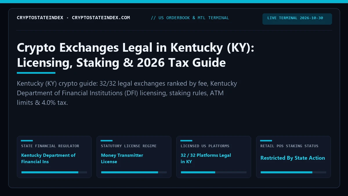 Crypto Exchanges in Kentucky (KY): 2026 Tax & Legality