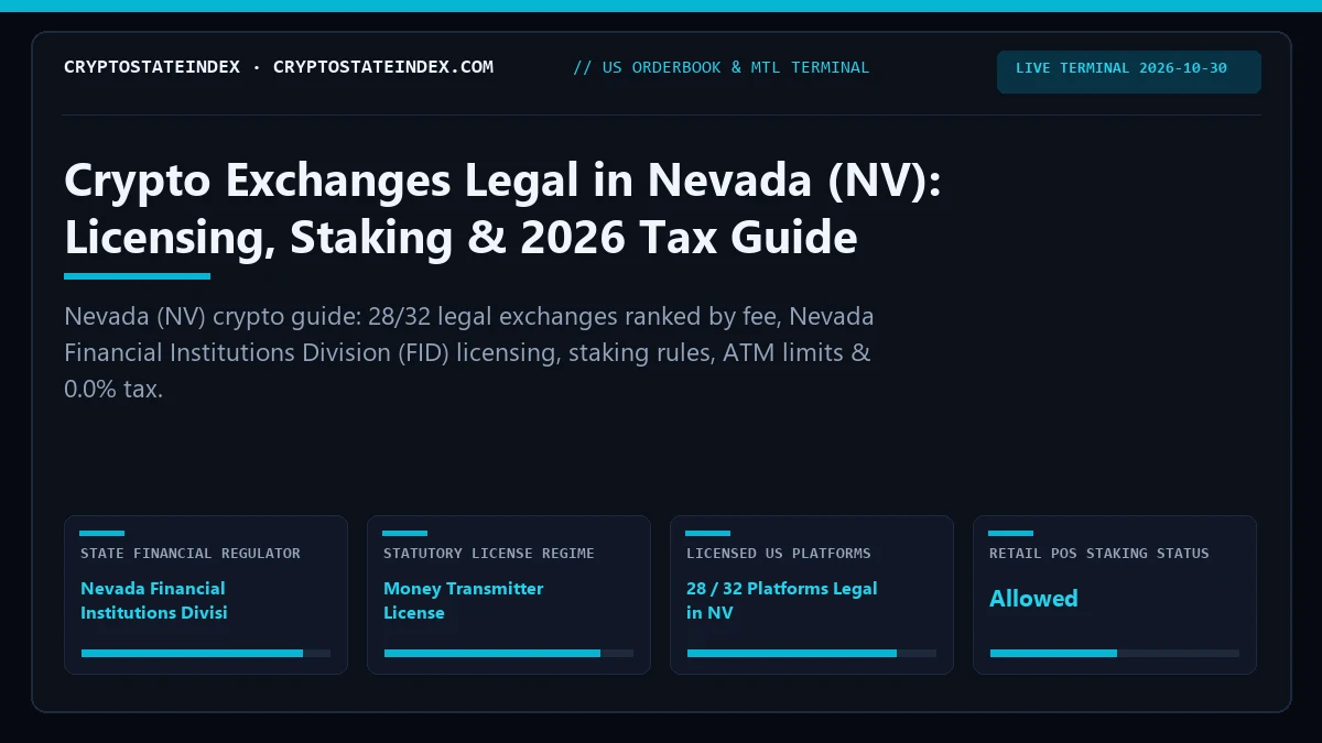 Crypto Exchanges in Nevada (NV): 2026 Tax & Legality