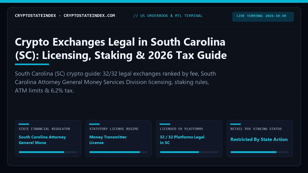 Crypto Exchanges in South Carolina (SC): 2026 Tax