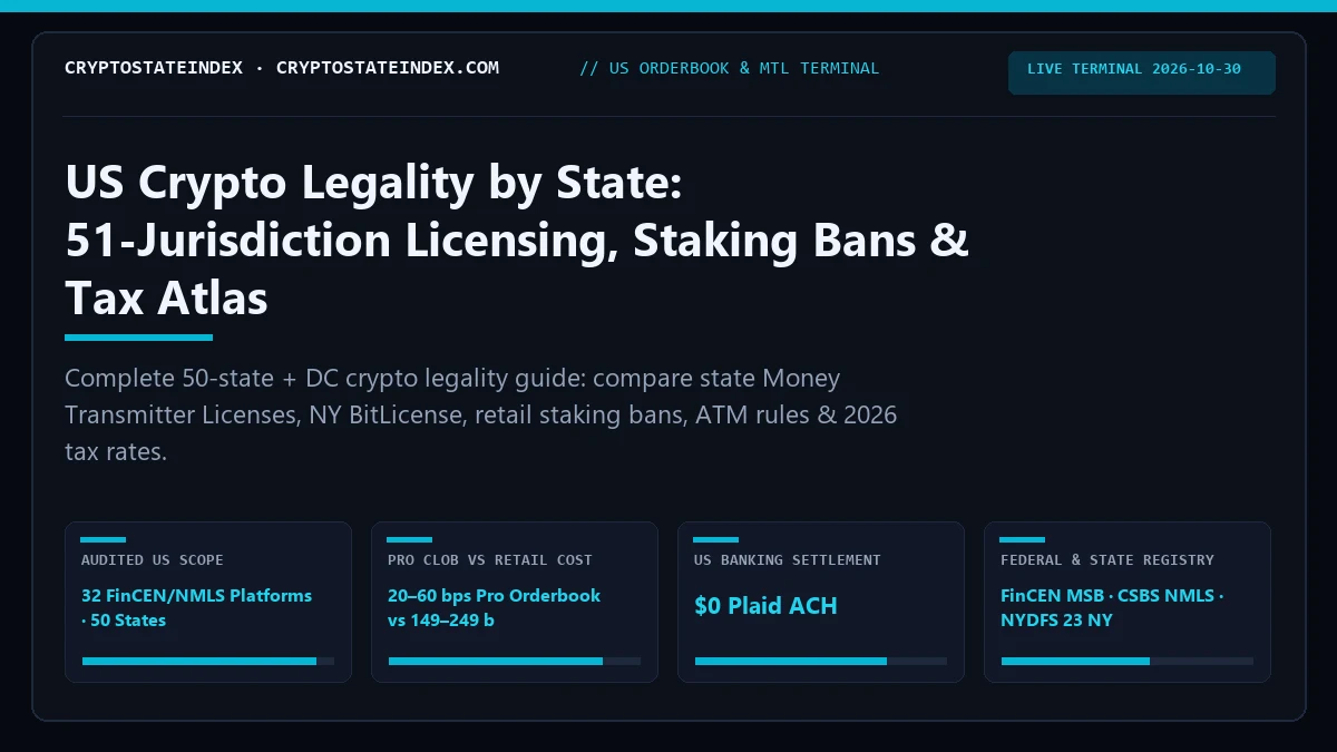 US Crypto Legality by State: 50-State + DC Tax, License